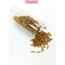 Kapamarka Uzun Boru Kesme Boncuk Çap 2mm Uzunluk 10 Mm - 20 Gram - Altın Sarısı - Bnc231