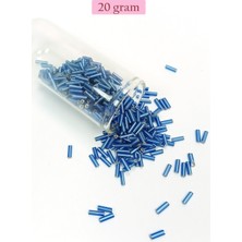 Kapamarka Uzun Boru Kesme Boncuk Çap 2mm Uzunluk 10 Mm - 20 Gram - Mavi - Bnc242