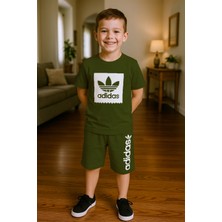 Erkek Çocuk Şortlu Takım Baskılı Bisiklet Yaka Cepli F8