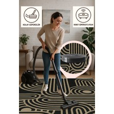 Lofy Halı Retro Modern Çizgili Siyah Zemin Halı 160X230 cm