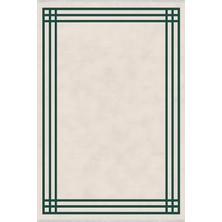 Lofy Halı Modern Çizgili Kaymaz Halı Krem Zemin Yeşil Kenar 160X230
