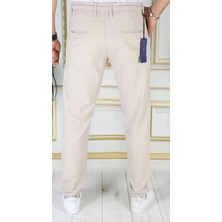 Erkek Bej Italyan Kesim Kaliteli Esnek Slim Fit Likralı Lastikli Ipli Şık Koton Kumaş Pantolon Okul