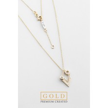 14 Ayar Sarı Altın Sertifikalı Premium Created Taşlı 43 cm Kolye