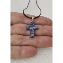 Mavi Kuvars Haç Kolye 104-11