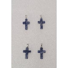 Mavi Kuvars Haç Kolye 104-11