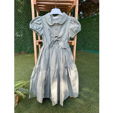 Önü Bağlamalı Düğmeli Elbise Yeşil