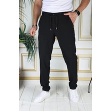 Erkek Siyah  Italyan Kesim Kaliteli Esnek Slim Fit Likralı Lastikli Ipli Şık Koton Kumaş Pantolon Okul