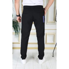 Erkek Siyah  Italyan Kesim Kaliteli Esnek Slim Fit Likralı Lastikli Ipli Şık Koton Kumaş Pantolon Okul