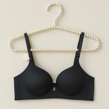 Siyah C Cup Telsiz Desteksiz Mat Fitilli Sütyen