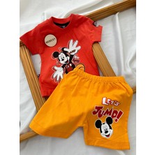 Mickey  Baskılı Alt Üst Takım Kırmızı