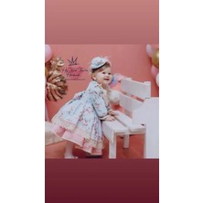 Hly Karol Tekstil Mavi Okyanus Vintage Kız Bebek Elbisesi, Özel Dikim Kız Çocuk Elbisesi, Doğum Günü Elbisesi, Fotoğraf Çekim Elbisesi, Kız Bebek Hediyesi, 0-7 Yaşa Uygun