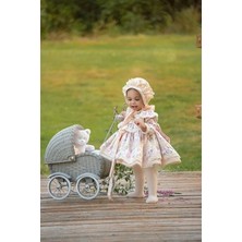 Hly Karol Tasarım Somon Çiçekli Vintage Kız Bebek Elbisesi, Özel Dikim Doğum günü ,fotoğraf çekimi, 0-12 Yaşa Uygun