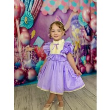 Defne Lila Fiyonklu Vintage Kız Bebek Elbise,doğum Günü Elbise,fotoğraf Çekim Elbise,0-7 Yaş Uygun