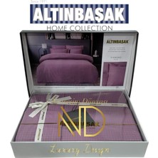 Altınbaşak Jakarlı Saten Çift Kişilik Nevresim Takımı Dıamond Puce