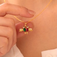 Vaoov 925 Ayar Renkli Taşlı Çifte Kumrular Kolye