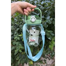 Tatlı Sebep Smile Şeffaf Ayıcık Model Öğrenci Su Matarası Öğrenci Su Şişesi Suluk 1000ML Bpa Içermez Mor