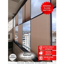 Applisell Cam Balkon Perdesi – Yapışkanlı Plise Perde | Kolay montaj-Kahverengi