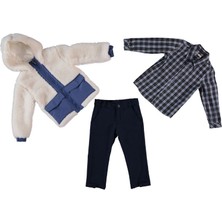 Monna Rosa Kapşonlu Mont+Gömlek+Pantolon Üçlü Takım