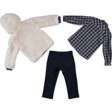 Monna Rosa Kapşonlu Mont+Gömlek+Pantolon Üçlü Takım