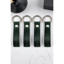 4'lü Hakiki Deri Artisan Series Anahtarlık Yeşil - Özelleştirilebilir