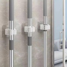 Sanal Trend 4 Adet Krem Renk Pratik Yapışkanlı Duvar Mop Süpürge Paspas Temizlik Fırçası Tutucu