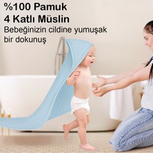 Moky Design doğan Bebek Müslin Banyo Havlusu Kapüşonlu, 4 Katlı, Kalın, Yumuşak ve Emici  Pamuk, 70X70CM
