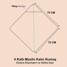 Moky Design doğan Bebek Müslin Banyo Havlusu Kapüşonlu, 4 Katlı, Kalın, Yumuşak ve Emici  Pamuk, 70X70CM