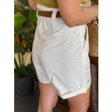Seda Aslan Butik Beli Lastikli Kemerli Şort