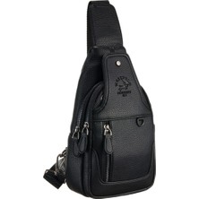 Westpolo Unisex Spor Çapraz Ayarlanabilir Askılı El Göğüs ve Omuz Çantası Vegan Deri - Siyah