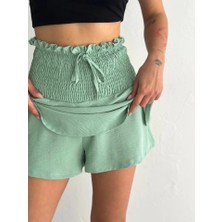 Moda Kumsal Ayrobin Şortlu Etek - Su Yeşili