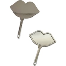 Caş Dekorasyon Gümüş Renk Dudak Şekilli El Aynası