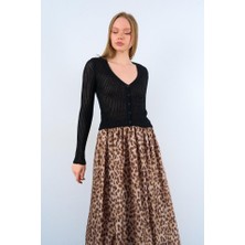 Moda Kumsal Ince Fitilli Hırka - Siyah