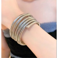 Caş Dekorasyon Gümüş Renk Sarmal Çelik Bileklik