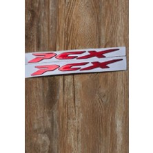 Pcx Amblem Logo 3D Sticker Yazı 2 Adet Set Kırmızı Renk
