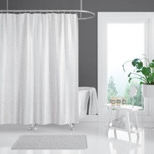 Zethome Banyo Perdesi 2x120x200 Çift Kanat Duş Perdesi Halka Hediyeli Duşakabin Perdesi 3182