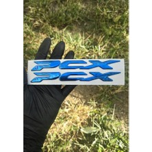 Pcx Amblem Logo 3D Sticker Yazı 2 Adet Set Mavi Renk