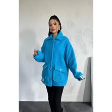 Moda Kumsal Mavi Etiketli Pile Detaylı Ceket