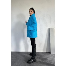 Moda Kumsal Mavi Etiketli Pile Detaylı Ceket