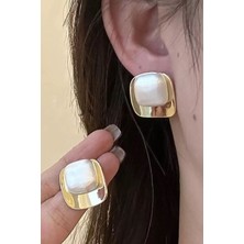 Caş Dekorasyon Altın Renk Incili Küpe (Çift)