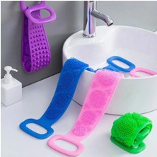 Sanal Trend Çift Taraflı Silikon Banyo Sırt Kesesi Duş Lifi Tükenmez Lif Mavi 70 cm