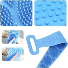 Sanal Trend Çift Taraflı Silikon Banyo Sırt Kesesi Duş Lifi Tükenmez Lif Mavi 70 cm