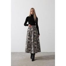 Moda Kumsal Kloş Leopar Desen Etek - Leopar