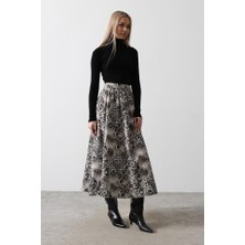 Moda Kumsal Kloş Leopar Desen Etek - Leopar
