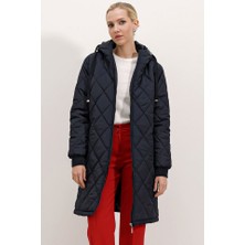 Moda Kumsal 5138 Kapitone Uzun Şişme Mont - Lacivert