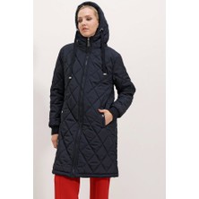 Moda Kumsal 5138 Kapitone Uzun Şişme Mont - Lacivert