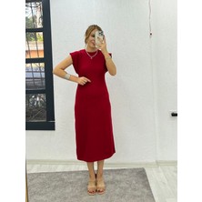 Moda Kumsal Kadın Bisiklet Yakat-Kolmidi Boy Elbise