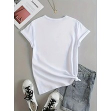 Moda Kumsal Kadın Kısa Kollu Palmiye Baskılı Viskon T-Shirt