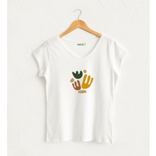 Grafik Desenli Sonbahar Yaprakları Tasarım T-Shirt