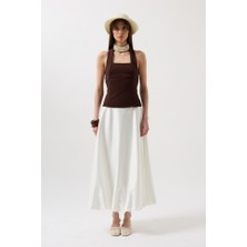 Moda Kumsal Kalın Askılı Crop Bluz