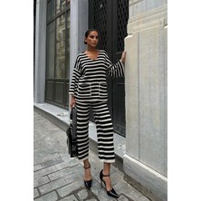 Moda Kumsal Candy Çizgili Straight Fit Pantolon Takım 9705-015